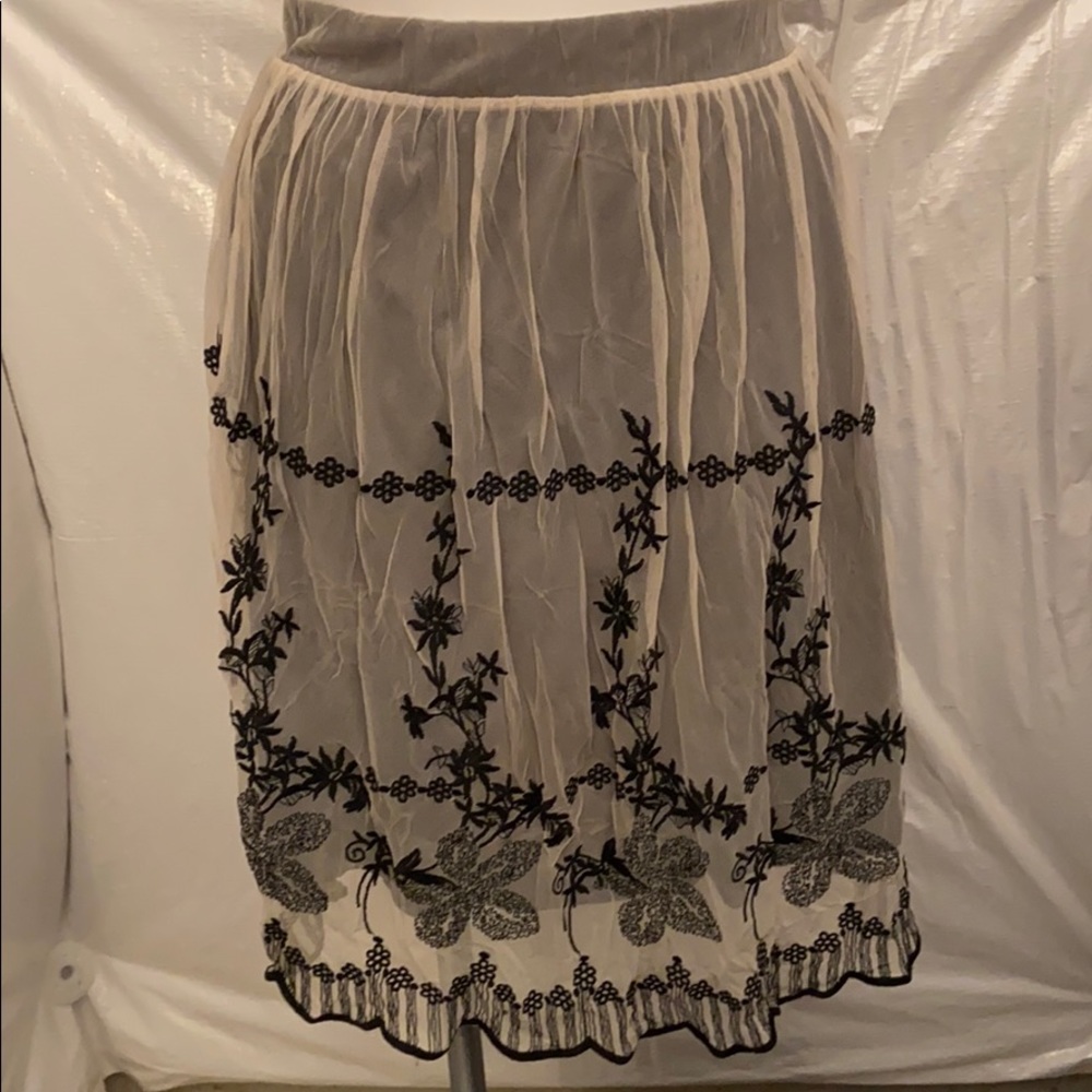 Lapis Black and Cream Colored Skirt
